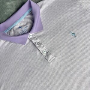Tailorbyrd Collection Men's XXL Purple Striped Golf Polo Shirt Cotton‎ Blend
